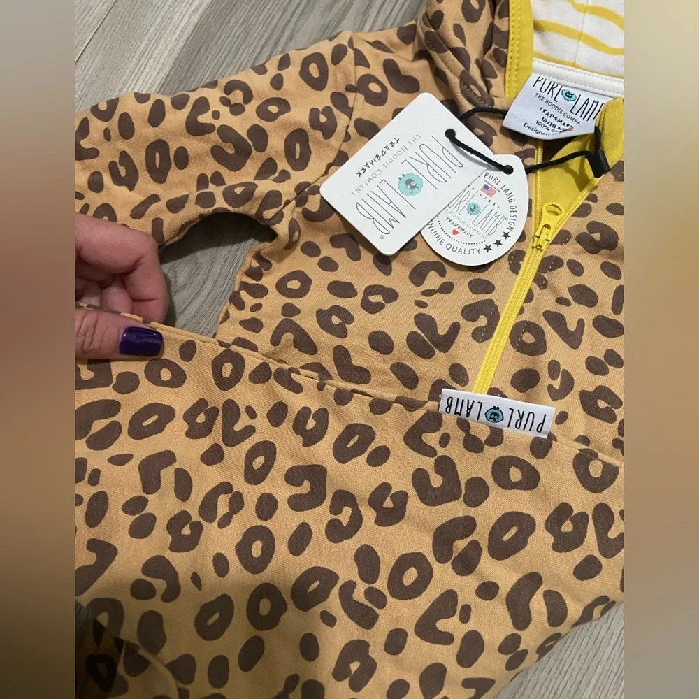 Giraffe Hooded Zip Up Onesie Size 12/18 Months NWT